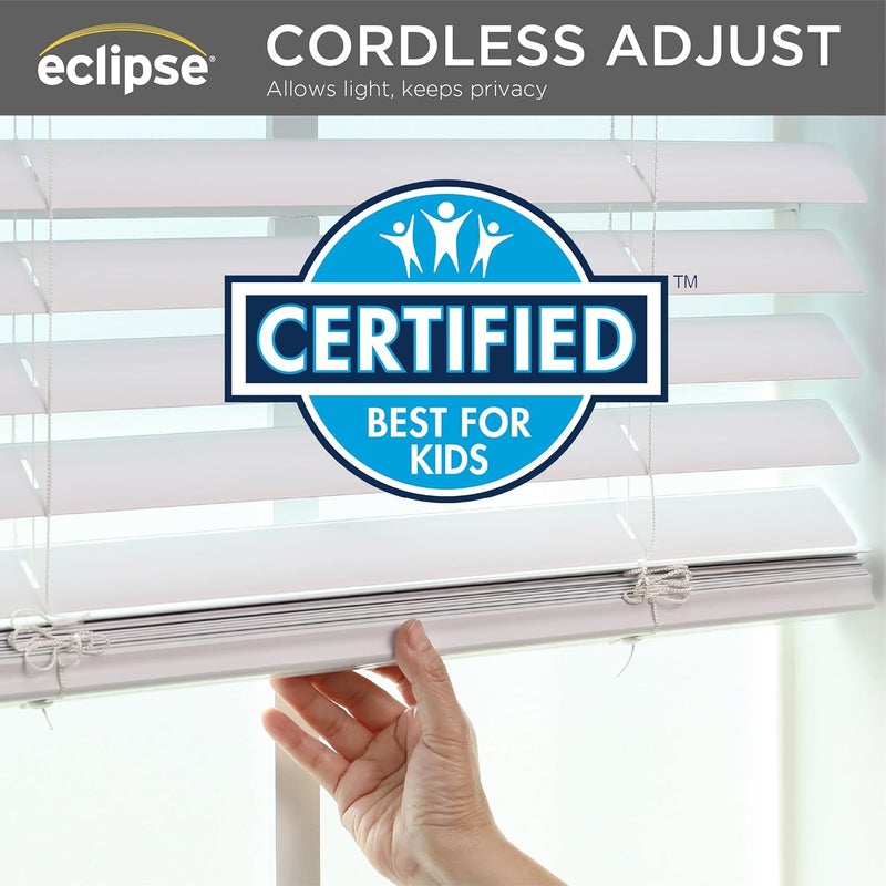 eclipse 2" Premium Vinyl Blinds for Light Filtering & Privacy, Durable Room Darkening Blinds for Home or Office, Tested and Certified Child Safe Cordless Vinyl Blinds - White, 29 W x 64 L - Image 4